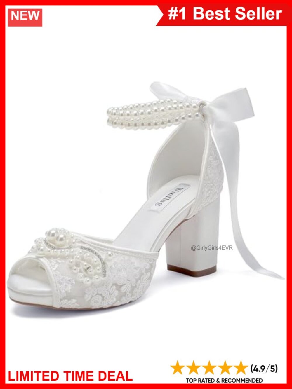 New Lace Pearl Peep Toe Platform High Heel Wedding Bride Bridal Shoes